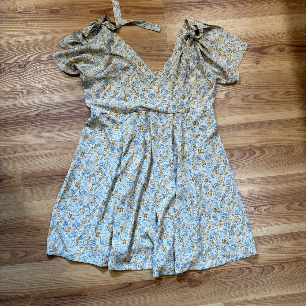 Umgee Floral Dress with Blue and Yellow Accents